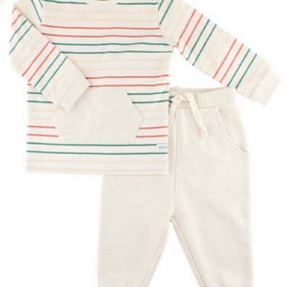 RuggedButts Babies Long Sleeve Striped Set - Cream and Multicolor